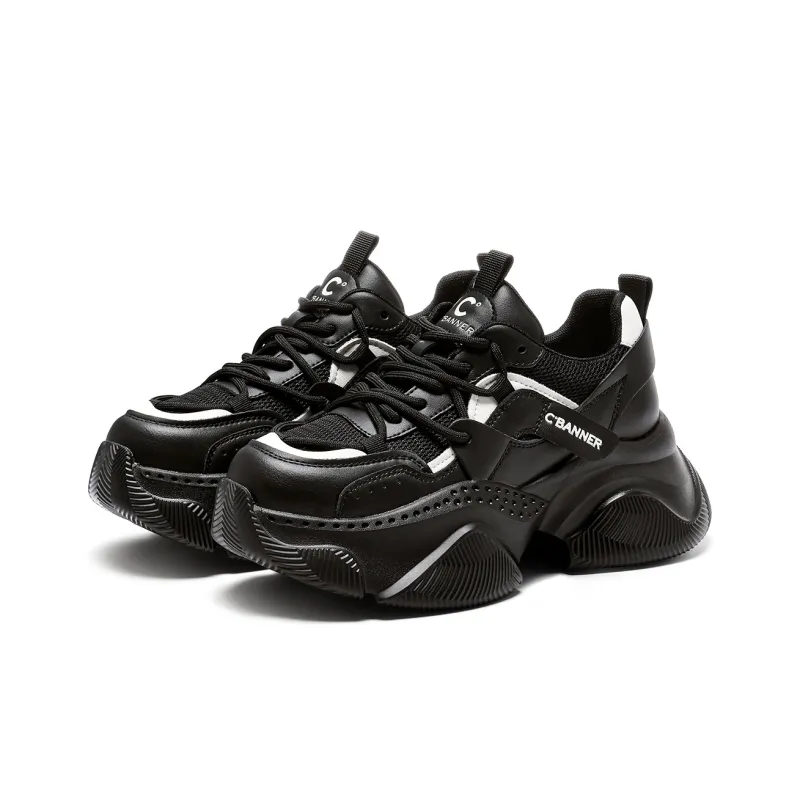 C°BANNER Chunky Sneakers Women's Low Top Black-2