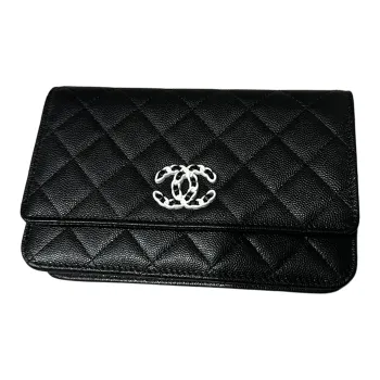 CHANEL WOC Embossed Calfskin With Grains Shoulder Bag Crossbody Bag Wallet Women's Black