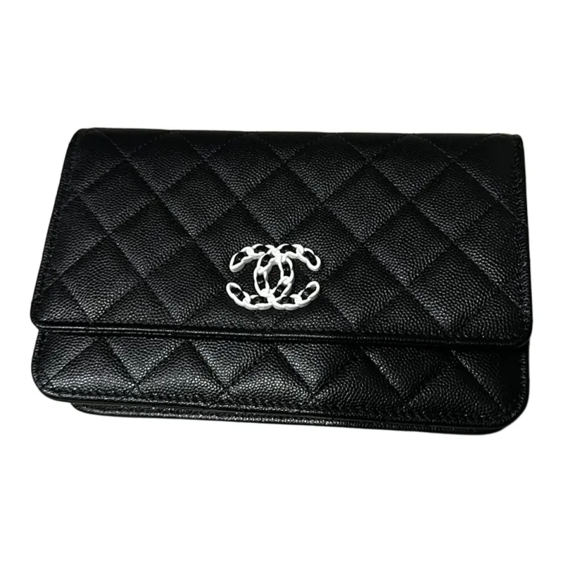 CHANEL WOC Grain Embossed Caviar Calfskin Shoulder Bag, Crossbody Bag, Wallet Women's Black-0