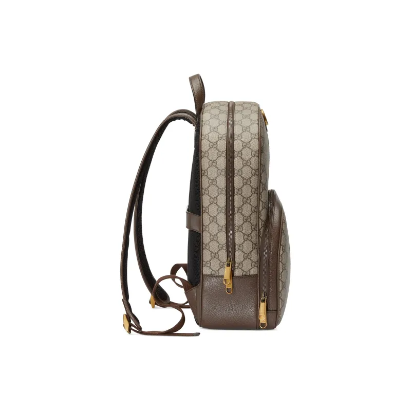 GUCCI Ophidia Canvas With Leather Backpack Men's Beige & Ebony-2
