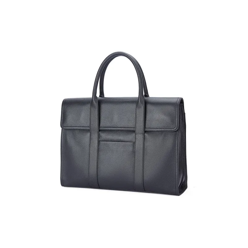 BISON DENIM Cow Leather Briefcase Shoulder Bag Crossbody Bag Men's Black-2