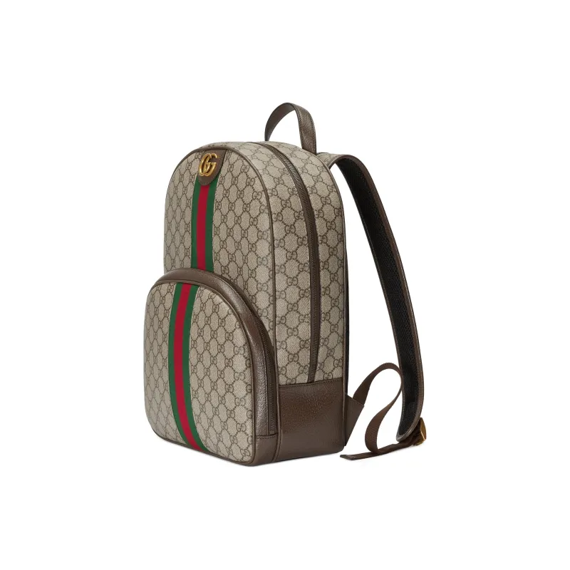 GUCCI Ophidia Canvas With Leather Backpack Men's Beige & Ebony-1