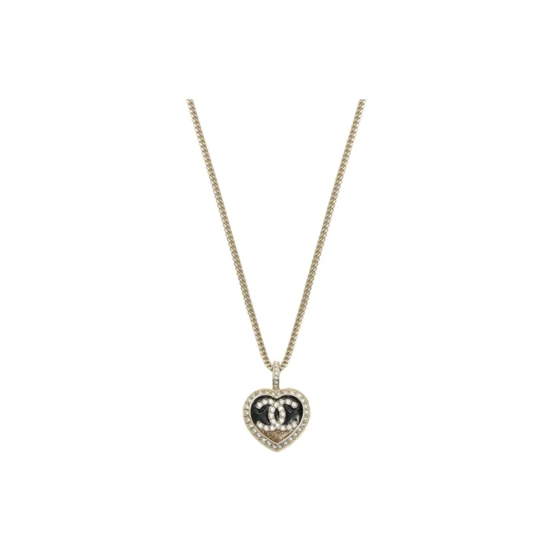 CHANEL 1986 1988 Heart pendant Necklace-0