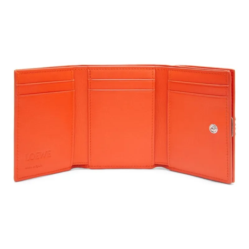 LOEWE Anagram Pebbled Calfskin Wallet Women's Vibrant Orange-4