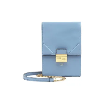 FENDI Kan U Calfskin Combined With Lambskin Cell Phone Pouch Shoulder Bag Crossbody Bag Mini Unisex Blue