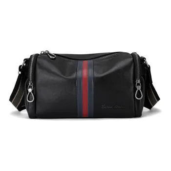 BISON DENIM Genuine Leather Top Grain Cow Leather Men's Bag Fashion Trend Casual Horizontal Crossbody Bag Black Men's