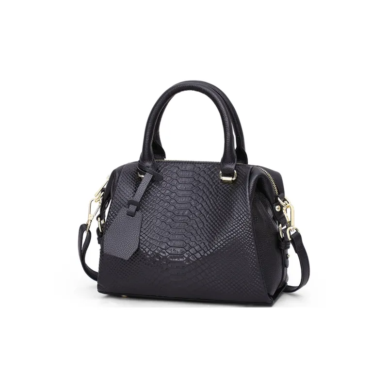 C°BANNER Cow Leather With Synthetic Leather Crossbody Handbag Tubas Women's Black-5