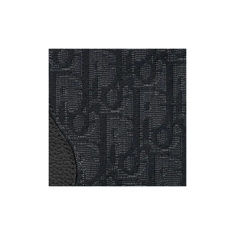 DIOR Saddle Oblique Jacquard Fabric With Grain Cow Leather Wallet Men's Black-4