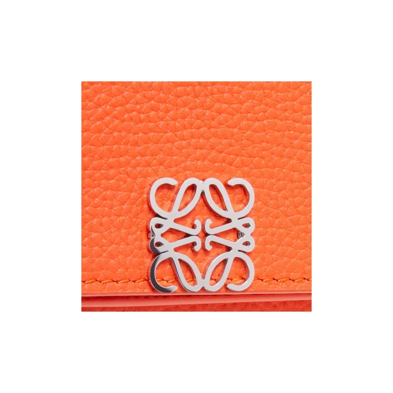 LOEWE Anagram Pebbled Calfskin Wallet Women's Vibrant Orange-5