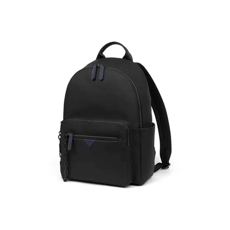 L'ALPINA Synthetic Leather Laptop Backpack Bag Large Size Men's Black & Blue-0