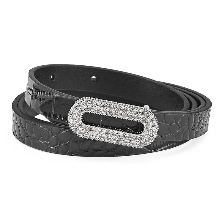 FAIRWHALE Fashionable Slim Waist Style Versatile Alloy Plate Buckle Belt Women's Width 1.4CM-4