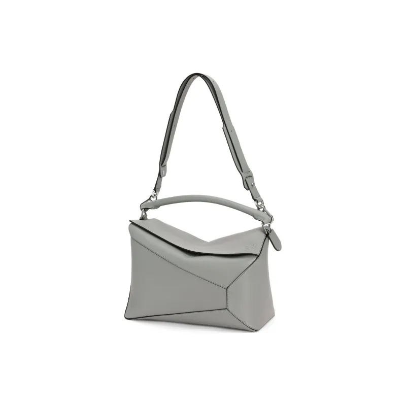 LOEWE Puzzle Calfskin Handbag Shoulder Bag Crossbody Bag Large Size Men's Asphalt Gray-4