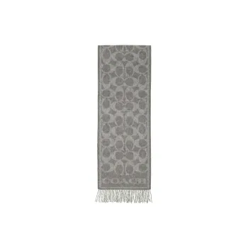 COACH Cashmere Knit Scarves Unisex Gray