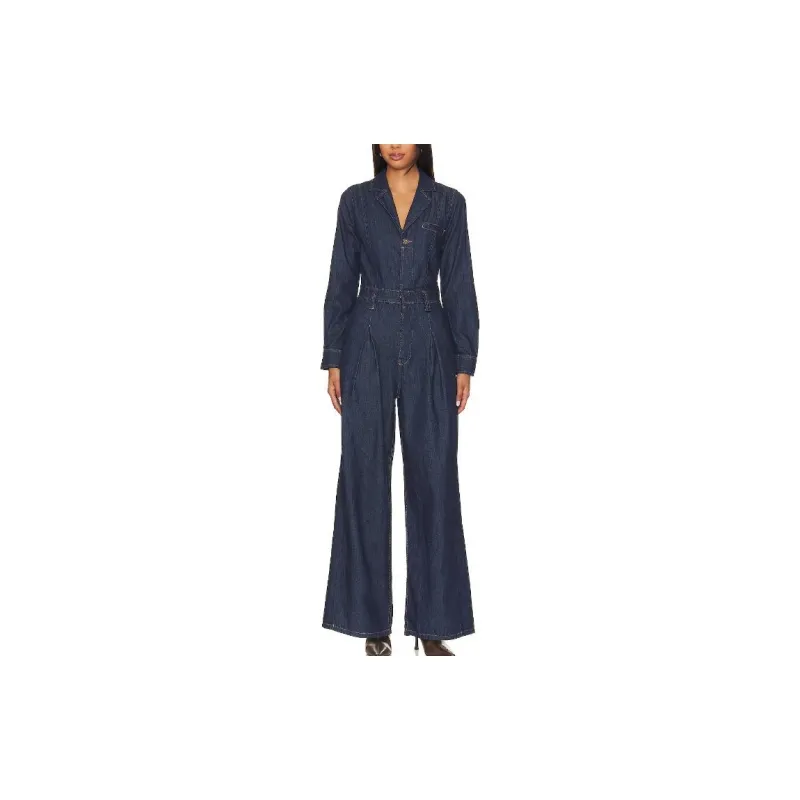FREE PEOPLE The Franklin Tailored One Piece In Rinse Jumpsuit Women's Blue-1