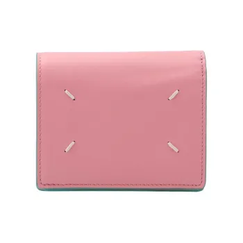 Maison Margiela Grain Calfskin Wallet Mini Men's Pink Peony & Emerald
