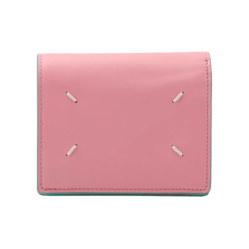 Maison Margiela Grain Calfskin Wallet Mini Men's Pink Peony & Emerald-0