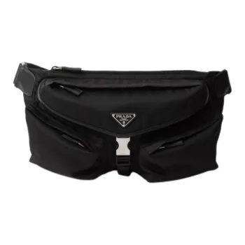 PRADA Recycled Nylon With Leather Fanny Pack, Crossbody Bag, Shoulder Bag Men's Black