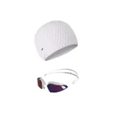 White/Purple (Coating)+White Bubbles Swimming Cap