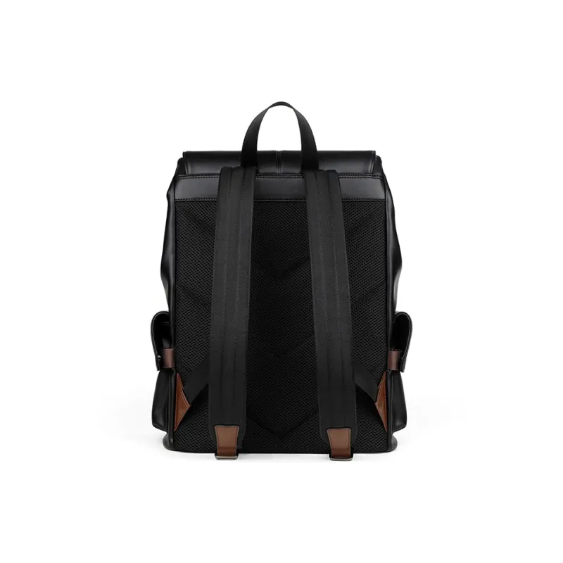 L'ALPINA PU Laptop Bag Backpack Large Size Men's Black & Brown-2