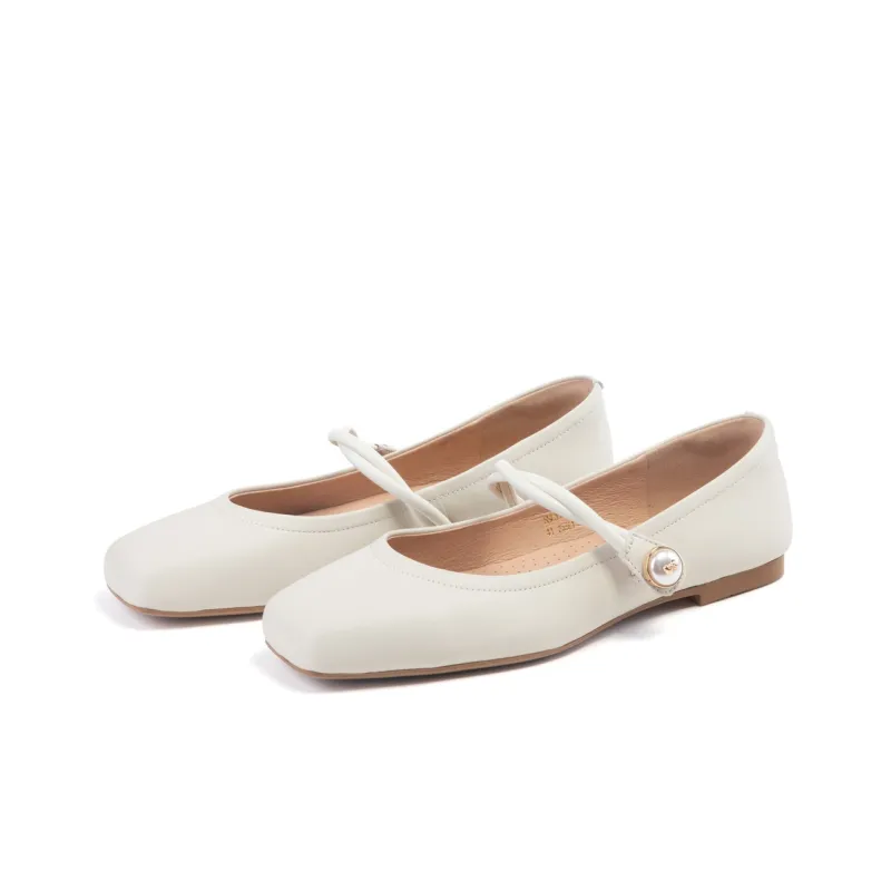ST&SAT Low Vamp Unlined Shoes Grandma Shoes Flat Women's White 2024 Spring And Summer New Arrival-7