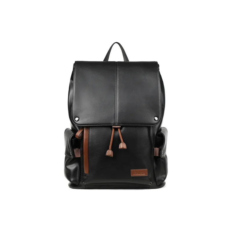 L'ALPINA PU Laptop Bag Backpack Large Size Men's Black & Brown-1