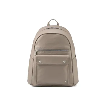PORTER Linen PU Leather Backpack Unisex Warm Gray