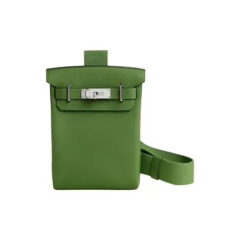 HERMES Hac A Dos Togo Calfskin Shoulder Bag Crossbody Bag Small Size Unisex A8 Yuka Ribbon Green