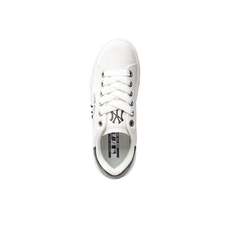 MLB Chunky Classic Varsity New YorkYankees Cushioning Wear Resistant Low Top Skateboard Shoes Unisex White Black-3