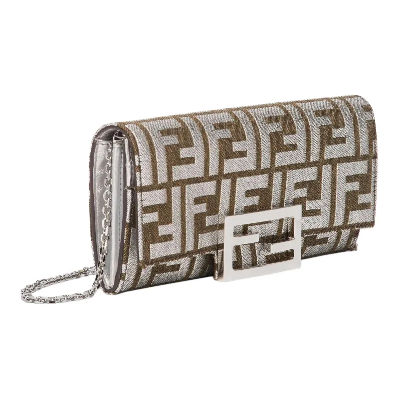 FENDI Baguette Jacquard Fabric Wallet Women's Brown-1