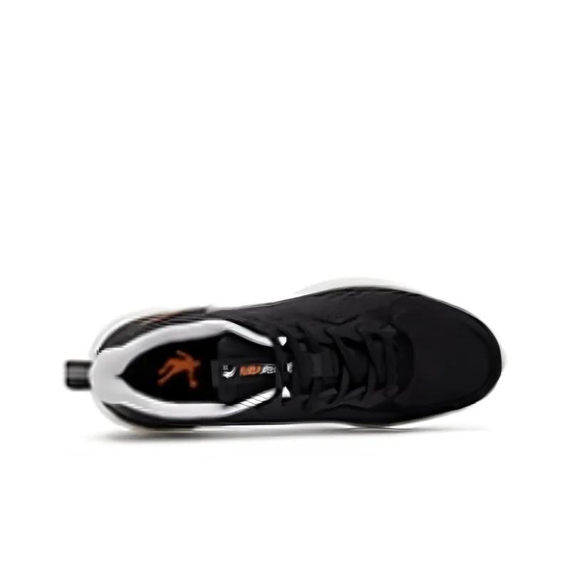 QIAODAN Anti Slip Wear Resistant Low Top Running Shoes Men's Black Orange-3