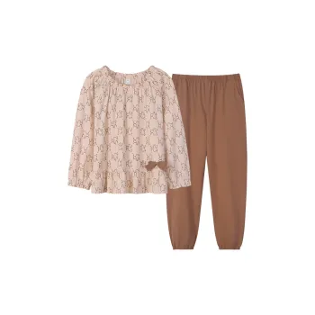 Sha Qian Pajama Set Spring And Autumn Season Women's Milk Tea Beige