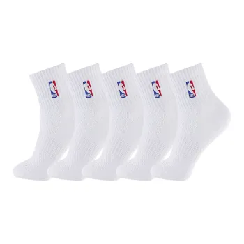 NBA Basketball Socks Unisex 5 Pack White
