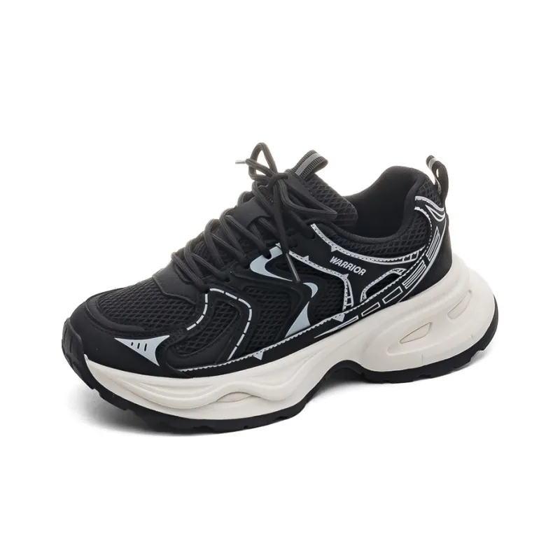 Warrior Warrior Wear Resistant Slip Resistant Low Top Chunky Sneakers Women's Beige Black-2
