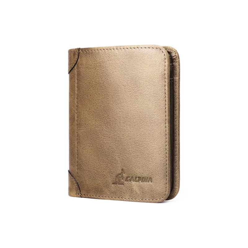 L'ALPINA Cow Leather Wallet Regular Men's Coffee/Yellow Brown-1