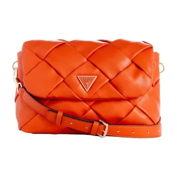 GUESS Artificial Leather Portable Crossbody Bag Shoulder Bag Women's Orange Colored
