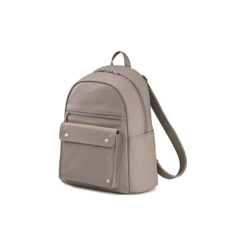 PORTER Linen PU Leather Backpack Unisex Warm Gray-1