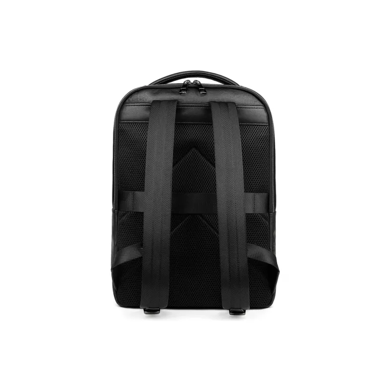 L'ALPINA Top Grain Cow Leather Laptop Backpack Tubas Men's Black-2