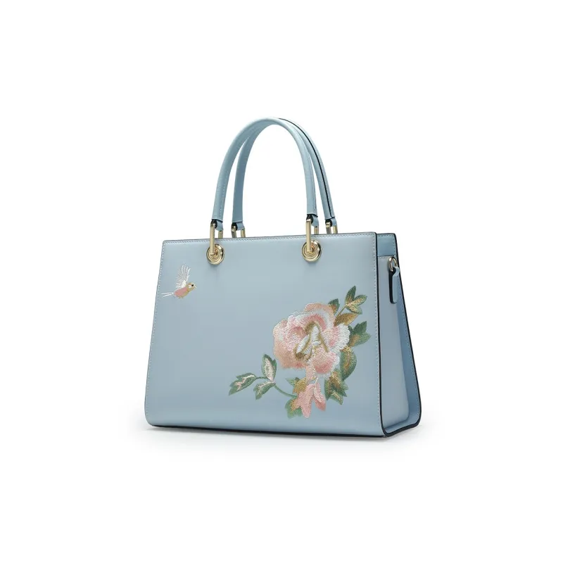 Geshiman Cow Split Leather Handbag Regular Women's White/Apricot/Pure White/Sky Blue-0