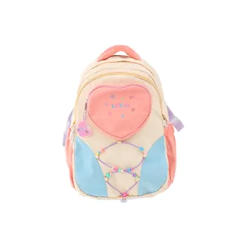 LOLA DESIGN Polyester Backpack Women's Pink/Light Yellow