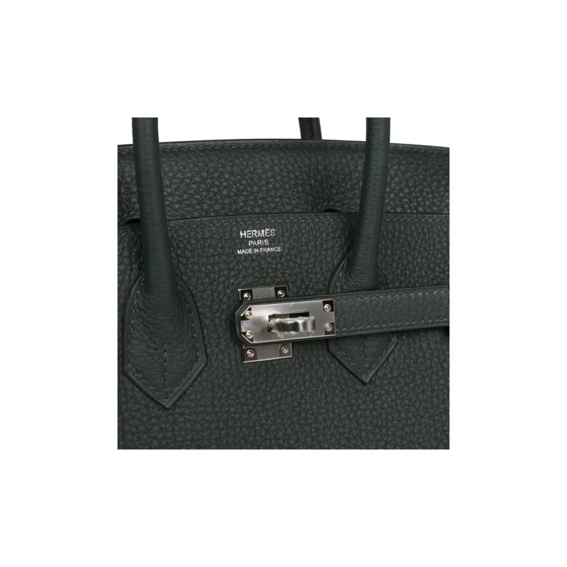HERMES Birkin Togo Calfskin Birkin Bag Handbag Unisex 67 Vert Fonce Dark Green-7