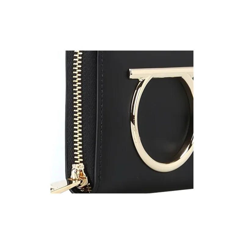 FERRAGAMO Calfskin Wallet Small Size Women's Black-4
