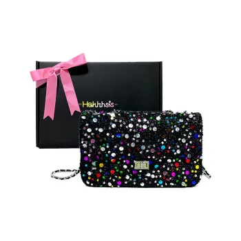 Hahhhsis Polyester Sequins Bag, Chain Bag, Crossbody Bag, Shoulder Bag Women's Black