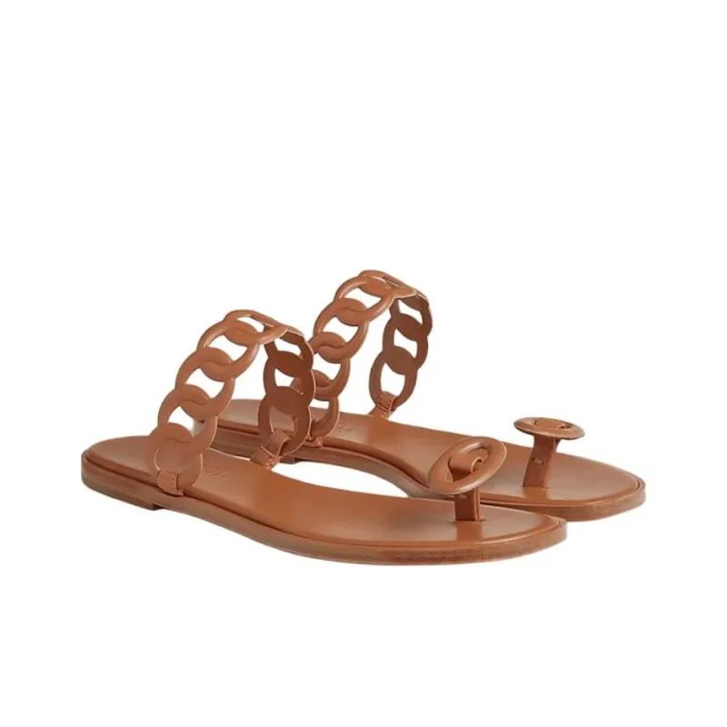 HERMES Flip Flops Women's Brown-2
