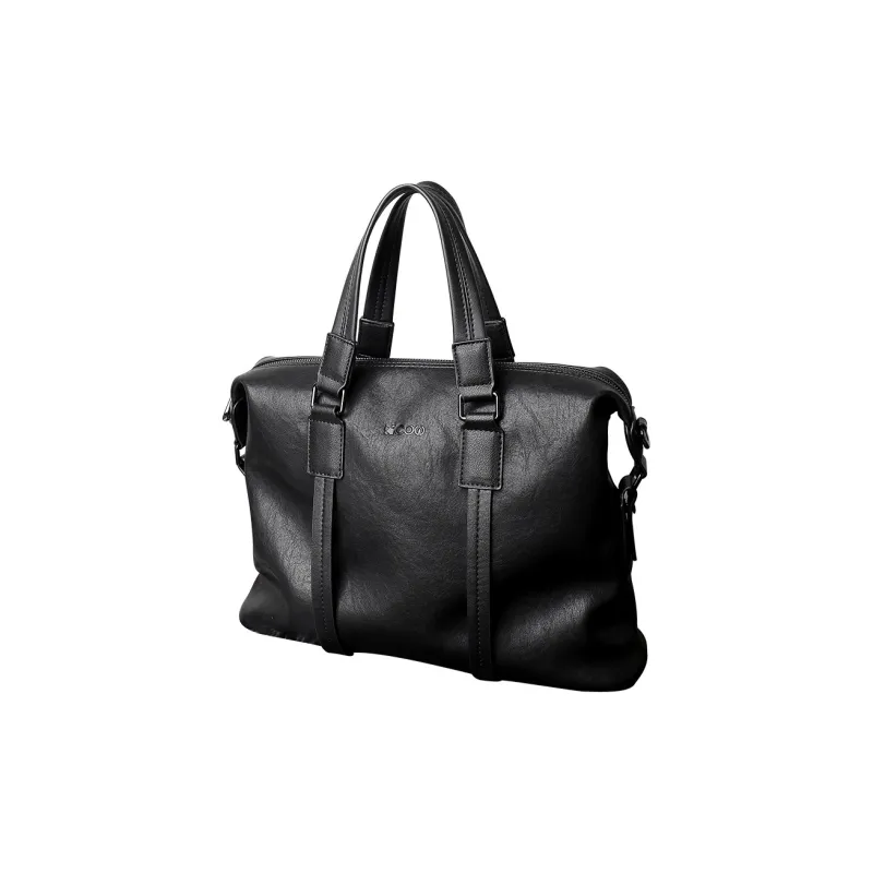 COW Leather Texture Microfiber Briefcase Handbag Tubas Men's Black-2