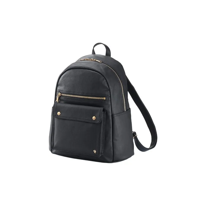 PORTER Linen PU Leather Backpack Unisex Black-1