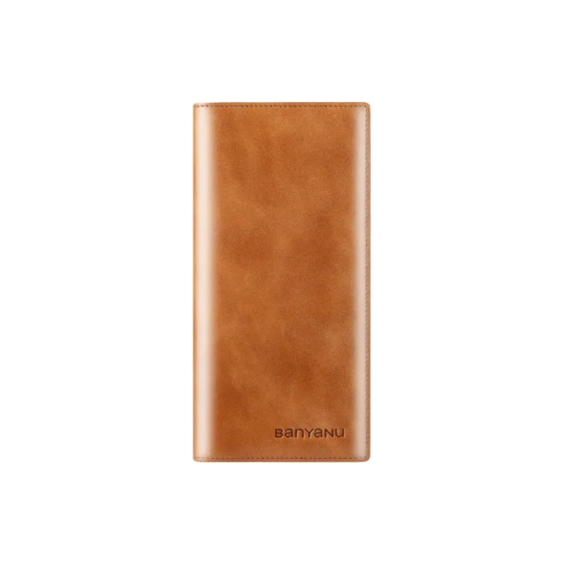 Banyanu Cow Leather Thin Wallet With Money Clip Regular Unisex Khaki/Black/Apricot Yellow/Blue-0