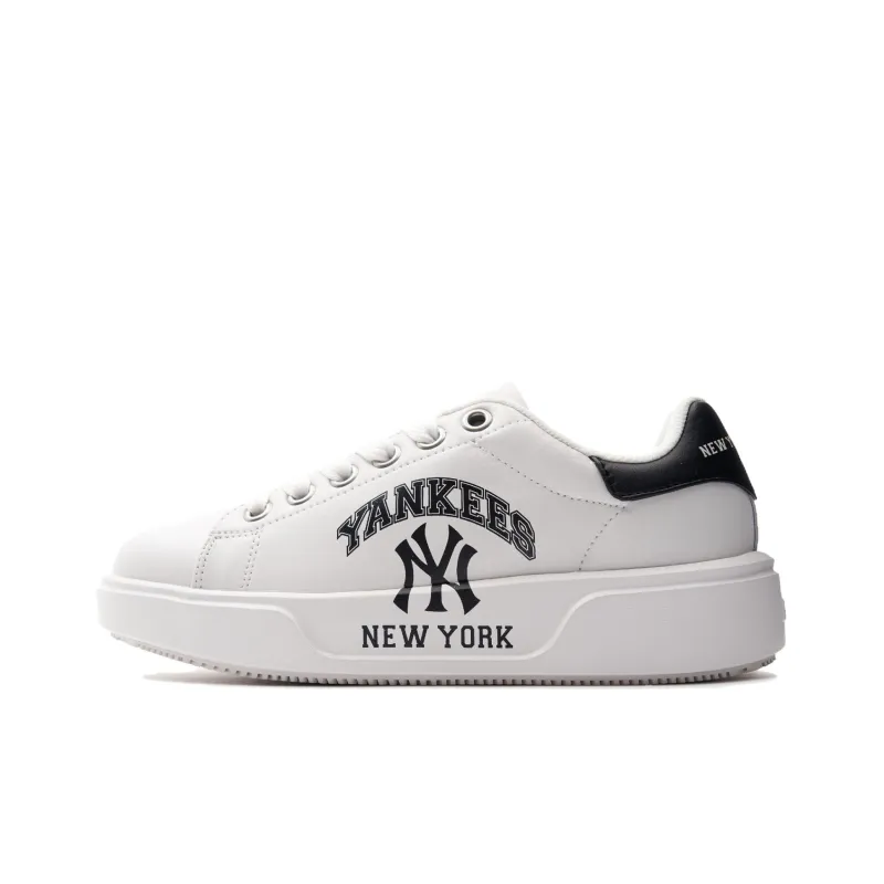 MLB Chunky Classic Varsity New YorkYankees Cushioning Wear Resistant Low Top Skateboard Shoes Unisex White Black-0