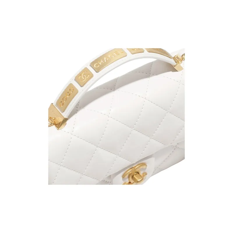 CHANEL Classic Flap CF Calfskin Flap Bag, Shoulder Bag, Crossbody Bag Trumpets Women's White-2