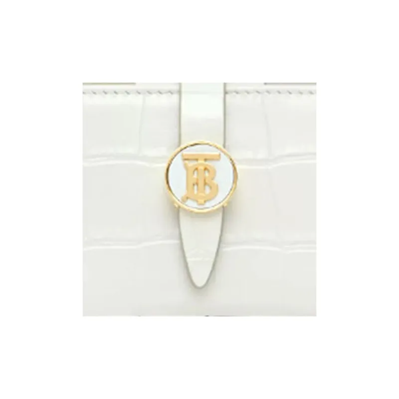 Burberry Embossed Leather Wallets Card Holders Unisex White-1