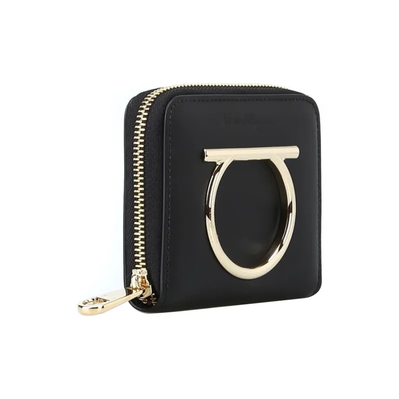 FERRAGAMO Calfskin Wallet Small Size Women's Black-1